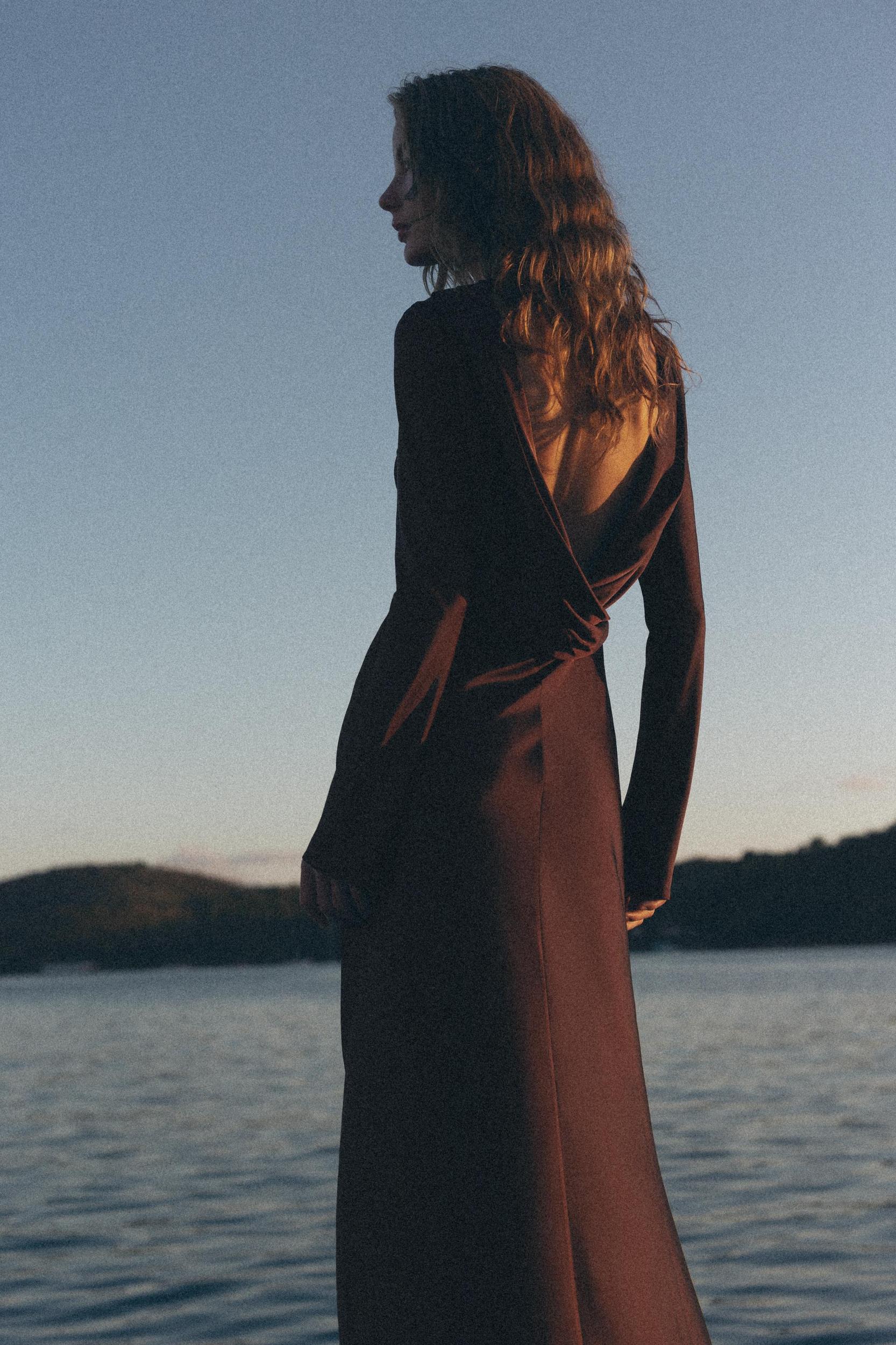 SATIN EFFECT MIDI DRESS Product Image