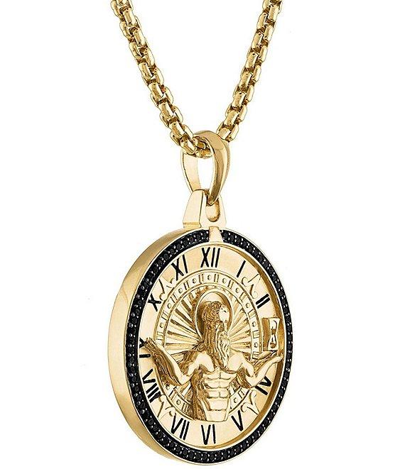 Bulova Men's Gold Tone Sterling Silver Long Double Sided Pendant Necklace Product Image
