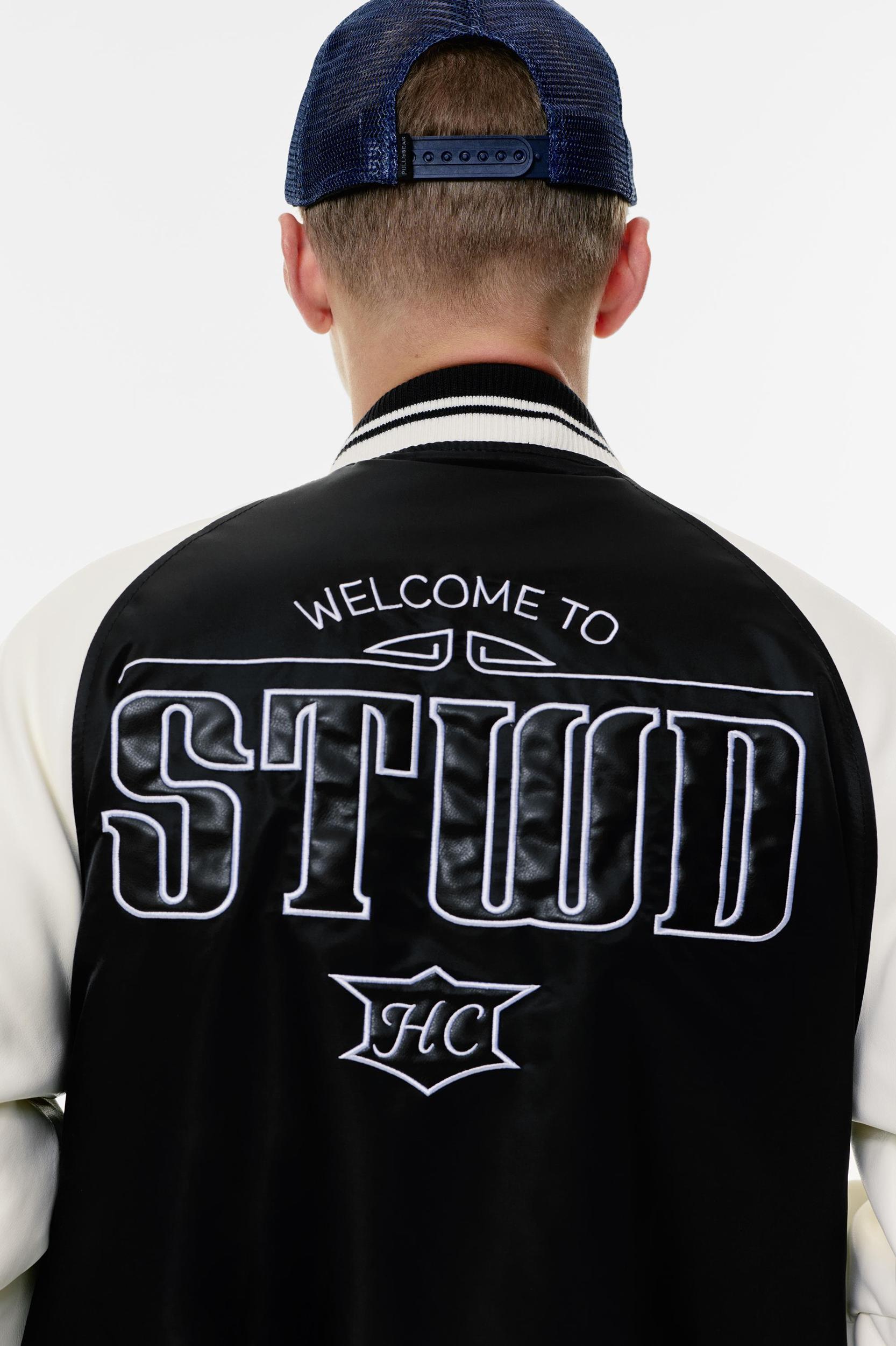 Embroidered varsity bomber jacket Product Image