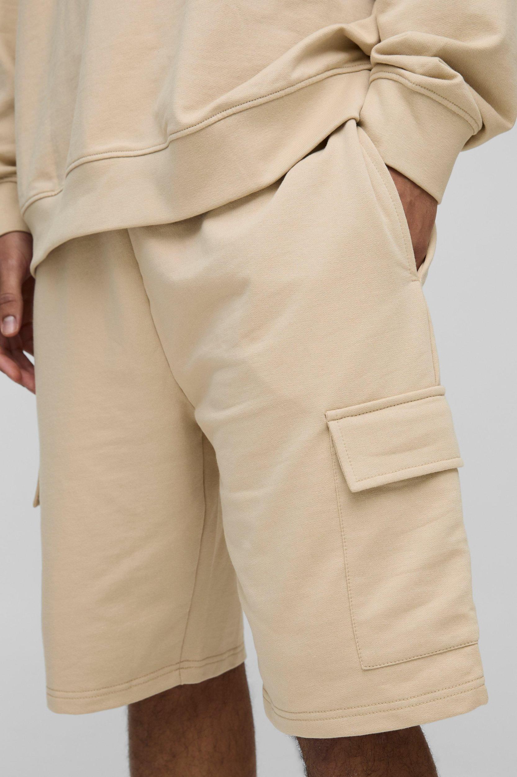 Tall 260GSM Loopback Regular Fit Basic Cargo Shorts | boohooMAN USA Product Image