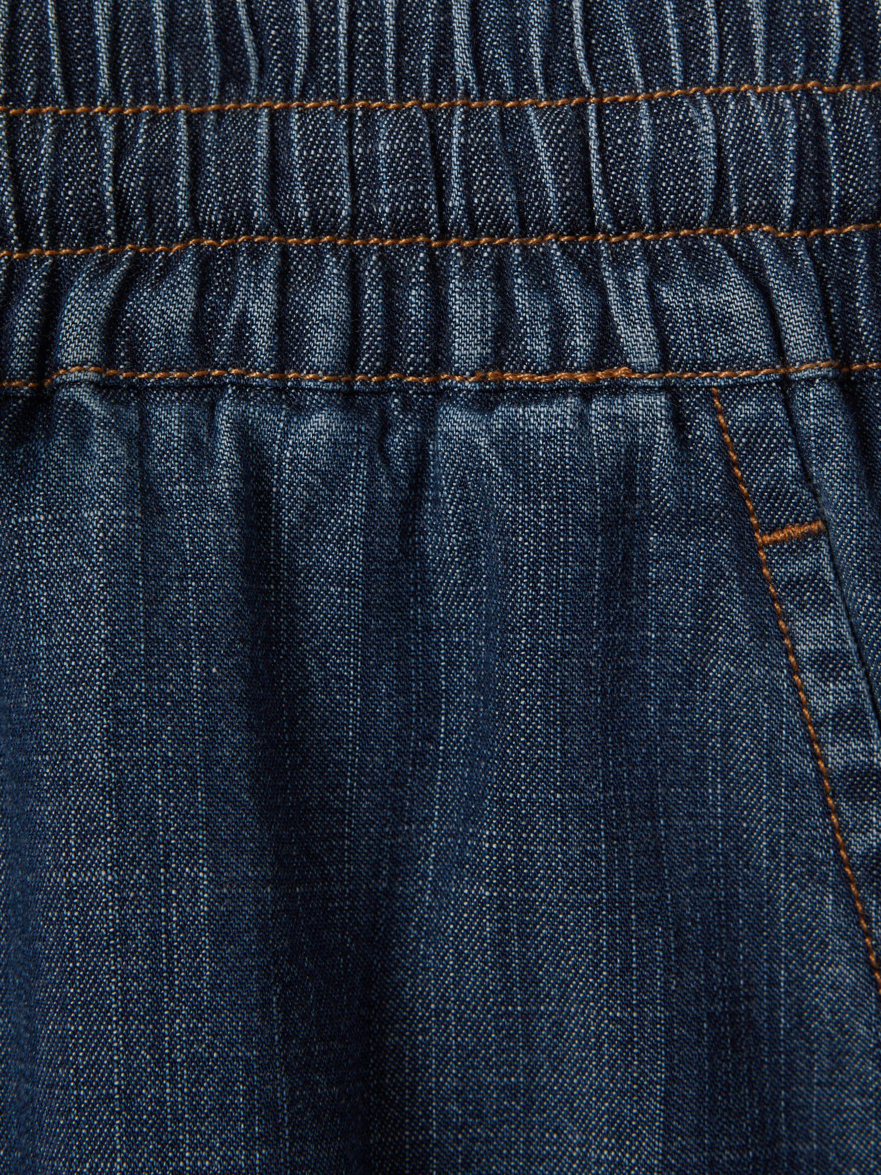 Denim Look Wide Leg Trousers in Mid Blue Product Image