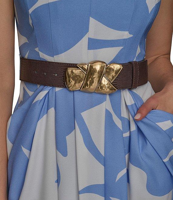 Donna Karan Dot Crepe V-Neck Sleeveless Belted Sheath Midi Dress Product Image