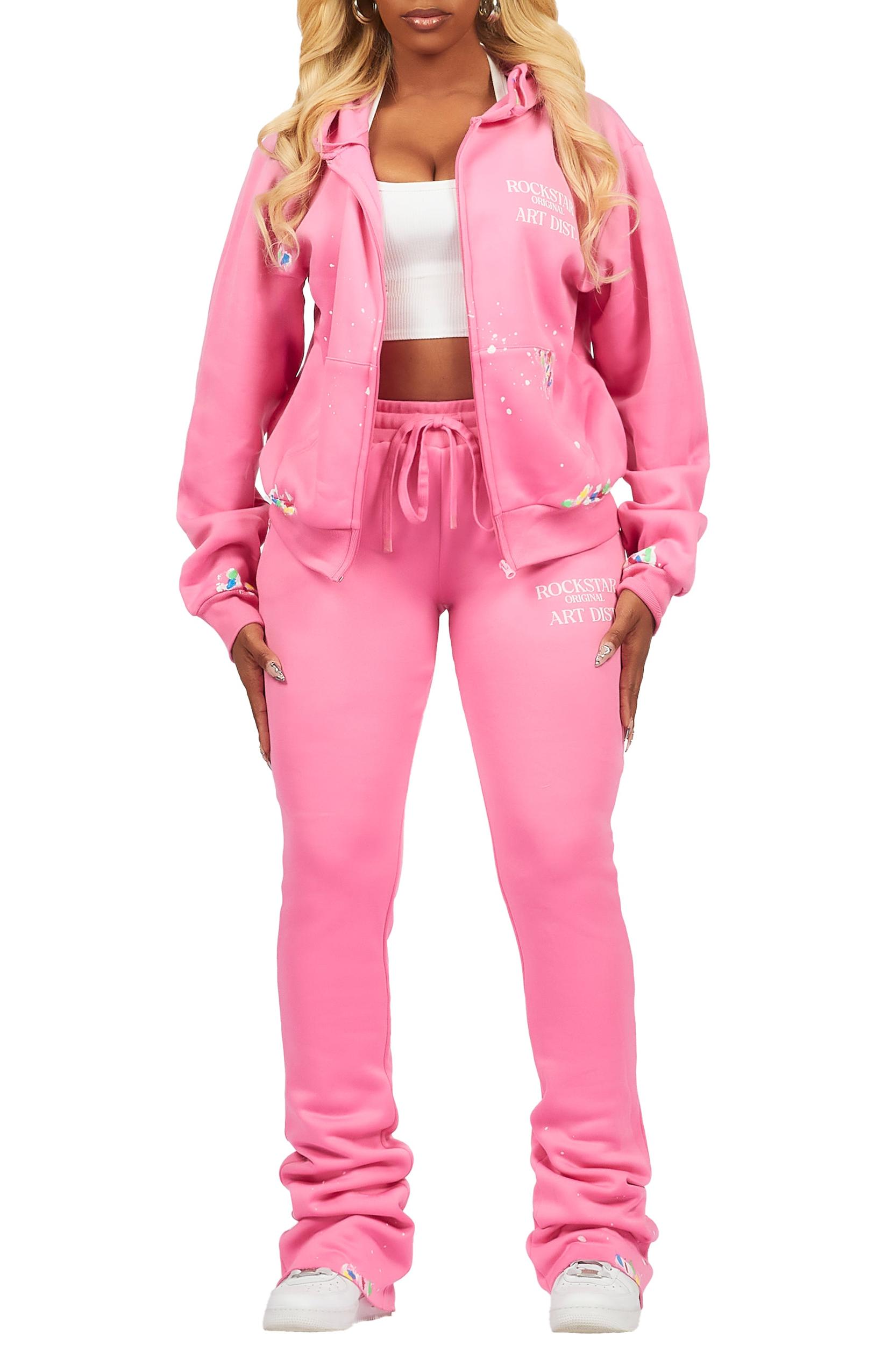 Tanazia Pink Zip Up Super Stacked Trackset Female Product Image