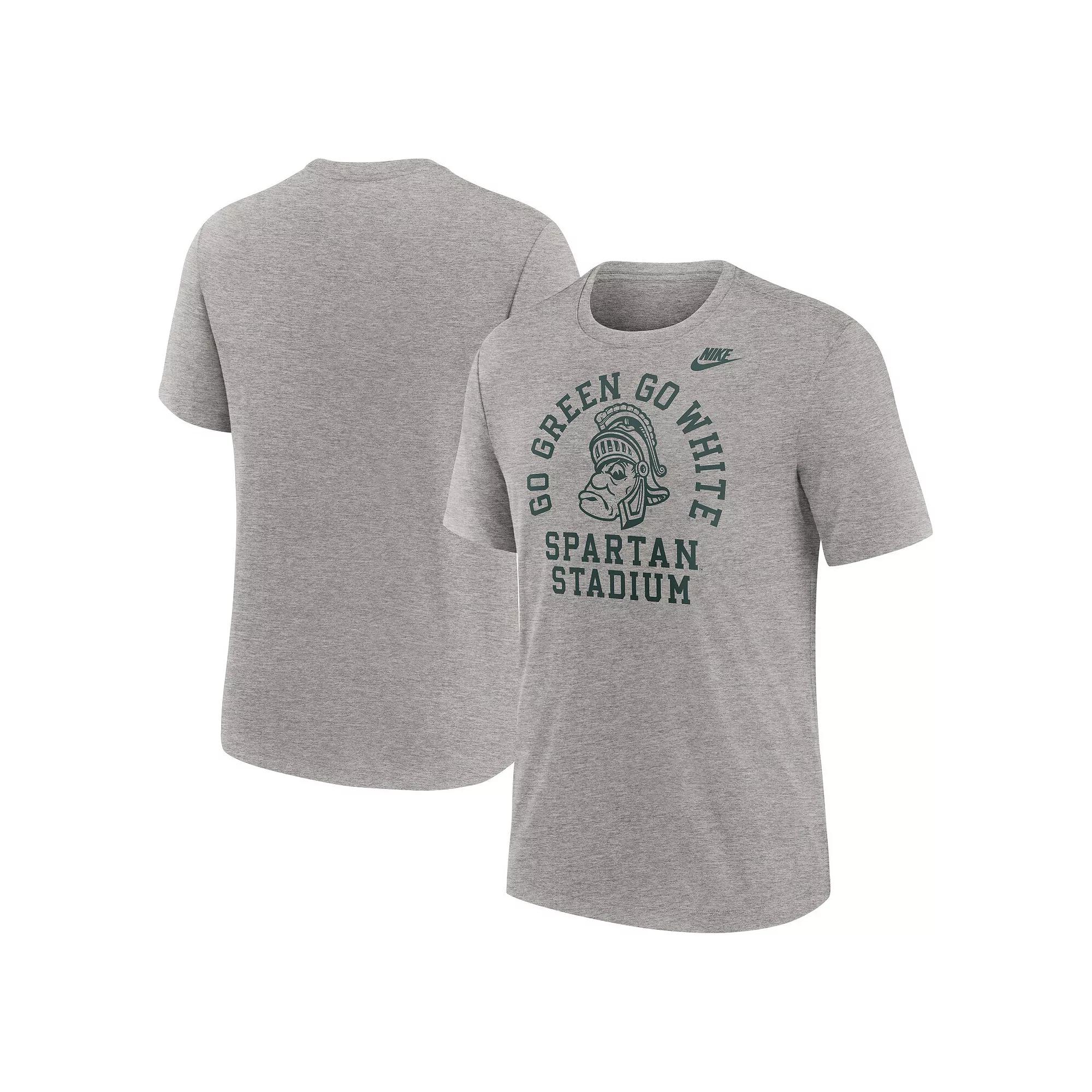 Men's Nike Heather Gray Michigan State Spartans Legacy Local Tri-Blend T-Shirt,  Product Image
