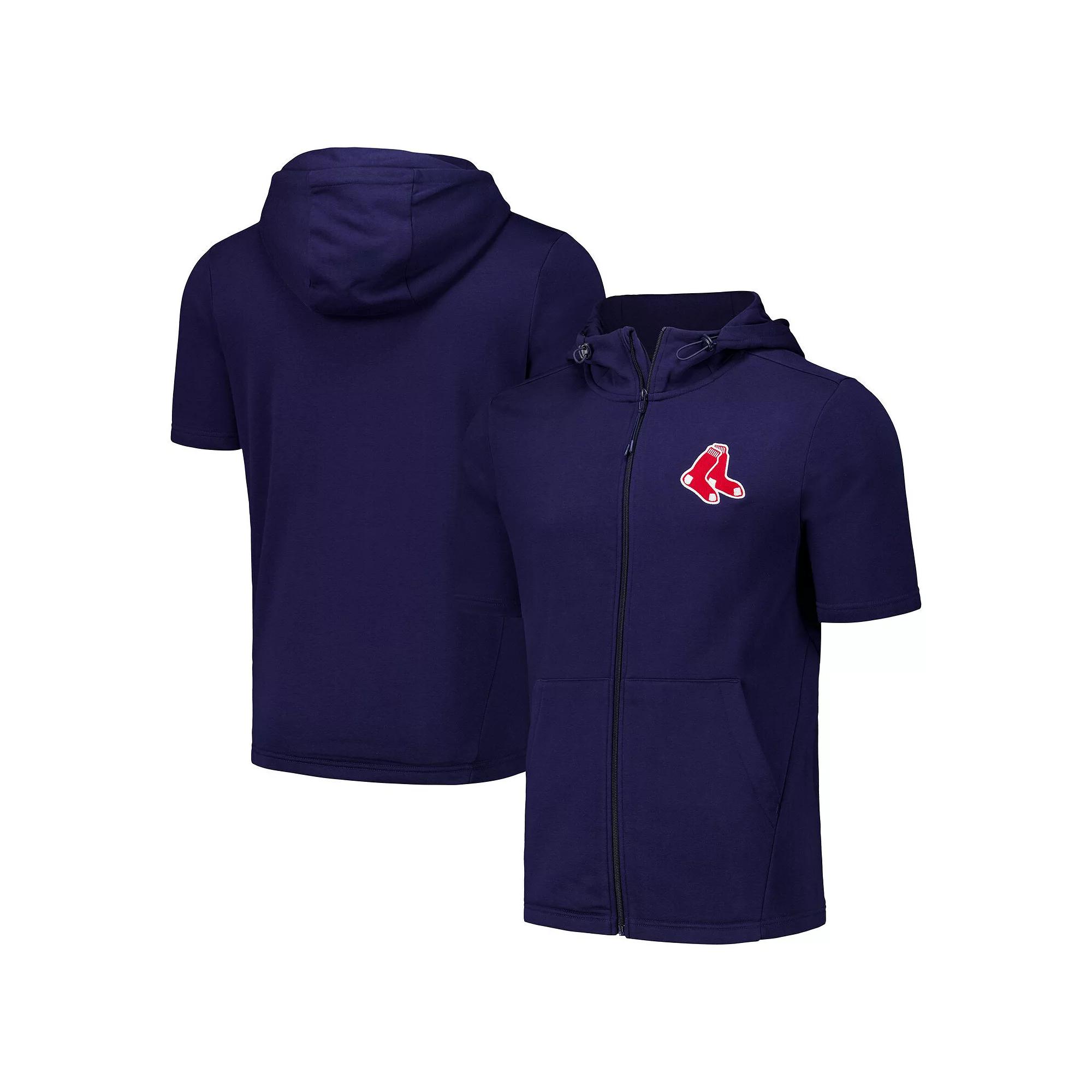 Men's Levelwear Navy Boston Red Sox Recruit Short Sleeve Full-Zip Hoodie,  Product Image