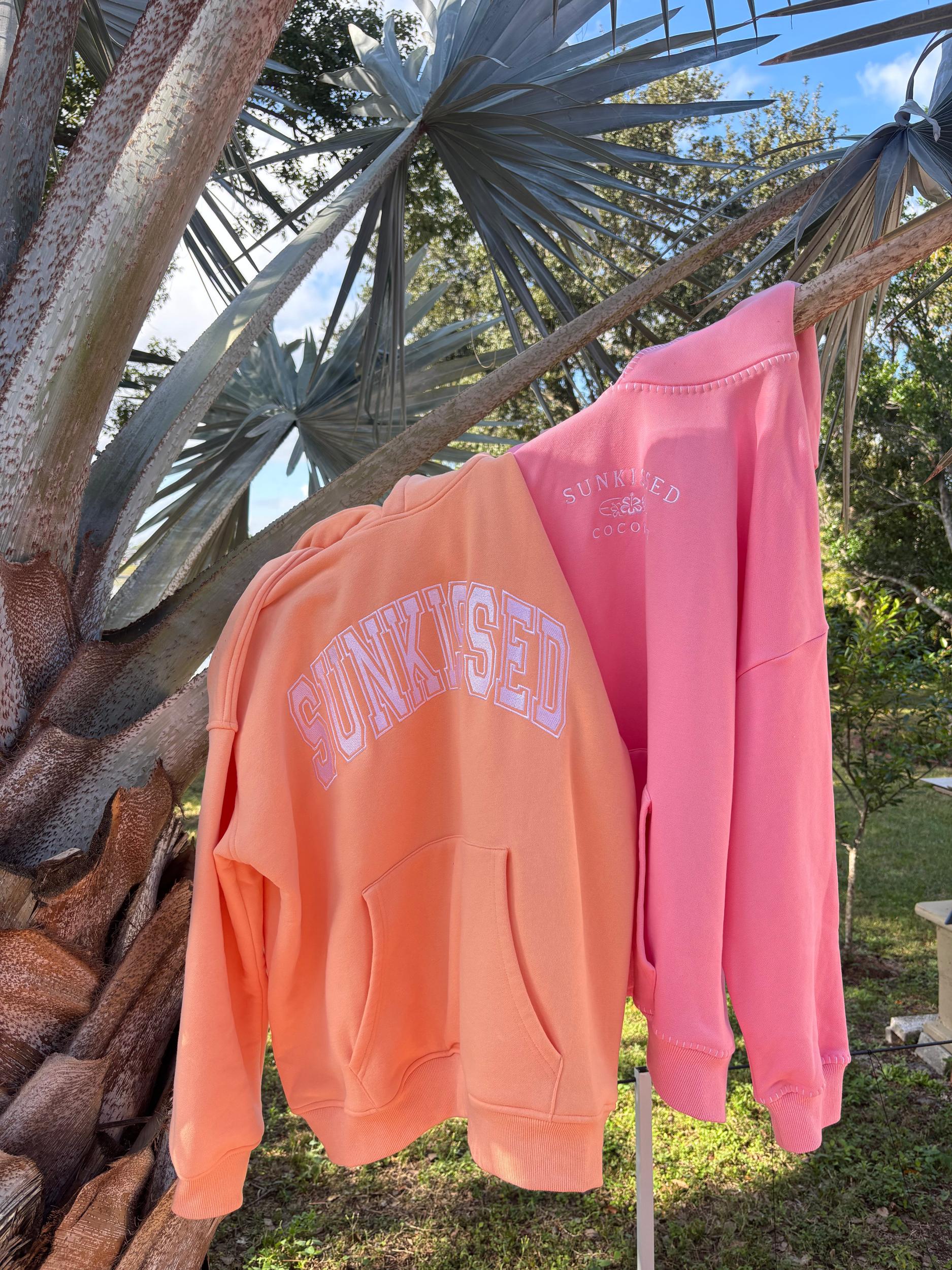 Sherbet Orange Varsity Embroider Hoodie Product Image
