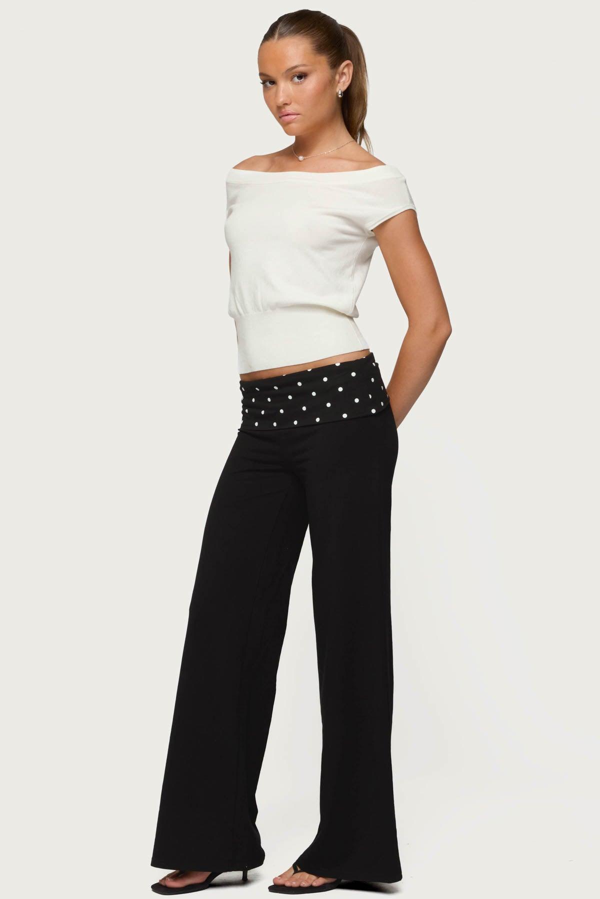 Reeva Polka Dot Fold Over Pants Product Image