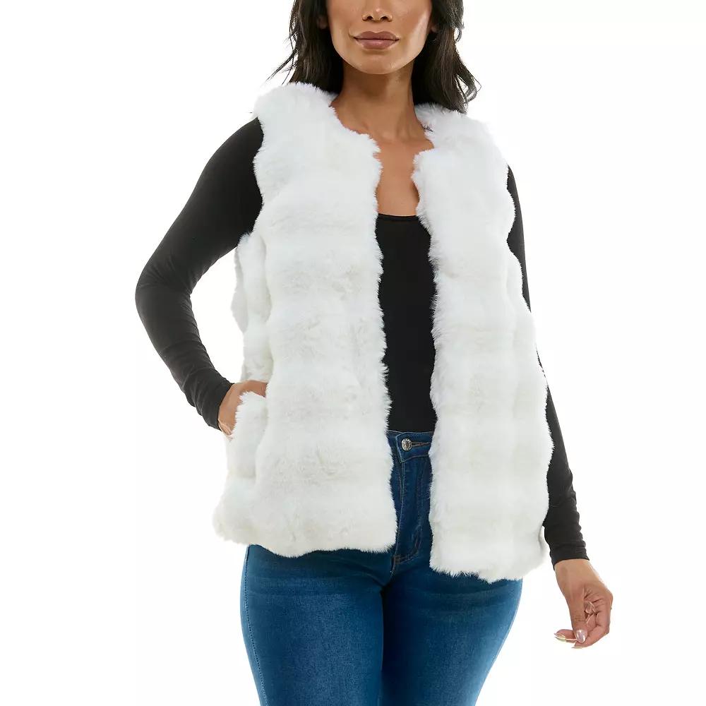 Women's Nina Leonard Collared Faux Fur Vest,  Product Image