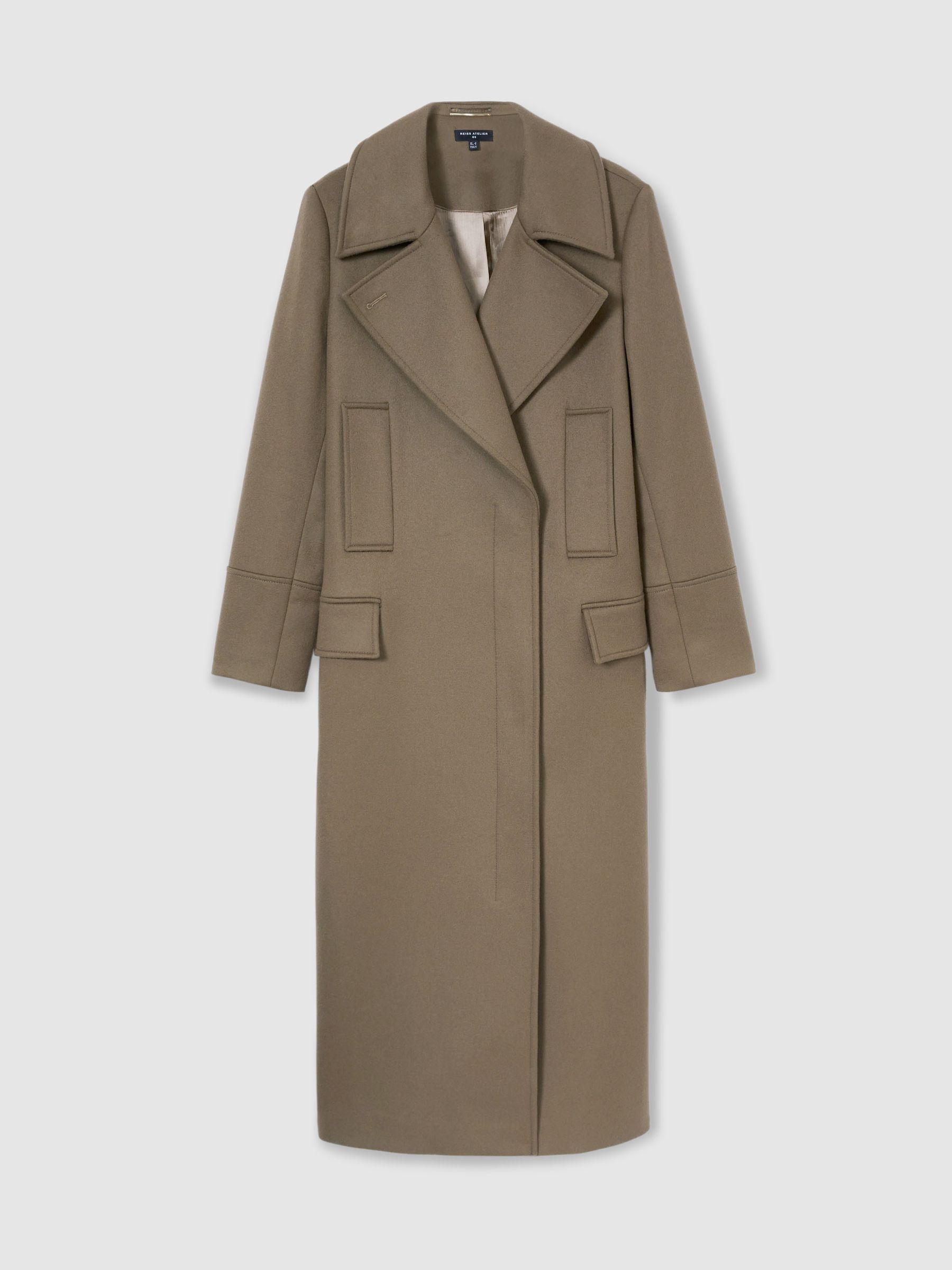 Atelier Wool-Blend Longline Coat in Khaki Product Image
