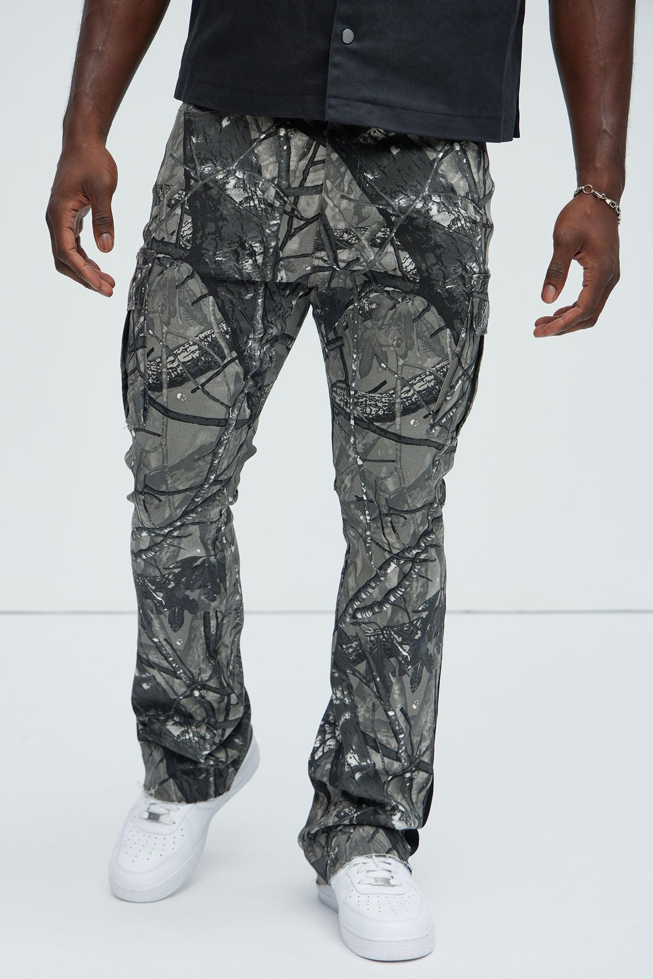 All Over Print Stacked Twill Flare Pant - Grey/combo Product Image