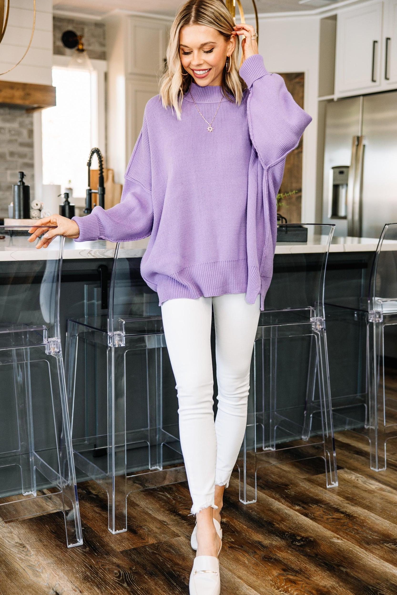 Prepare Yourself Lavender Purple Oversized Sweater Female Product Image