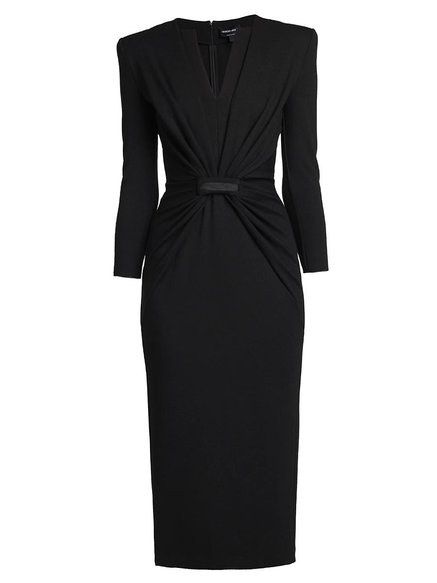Draped Milano Stitch Midi Dress Product Image