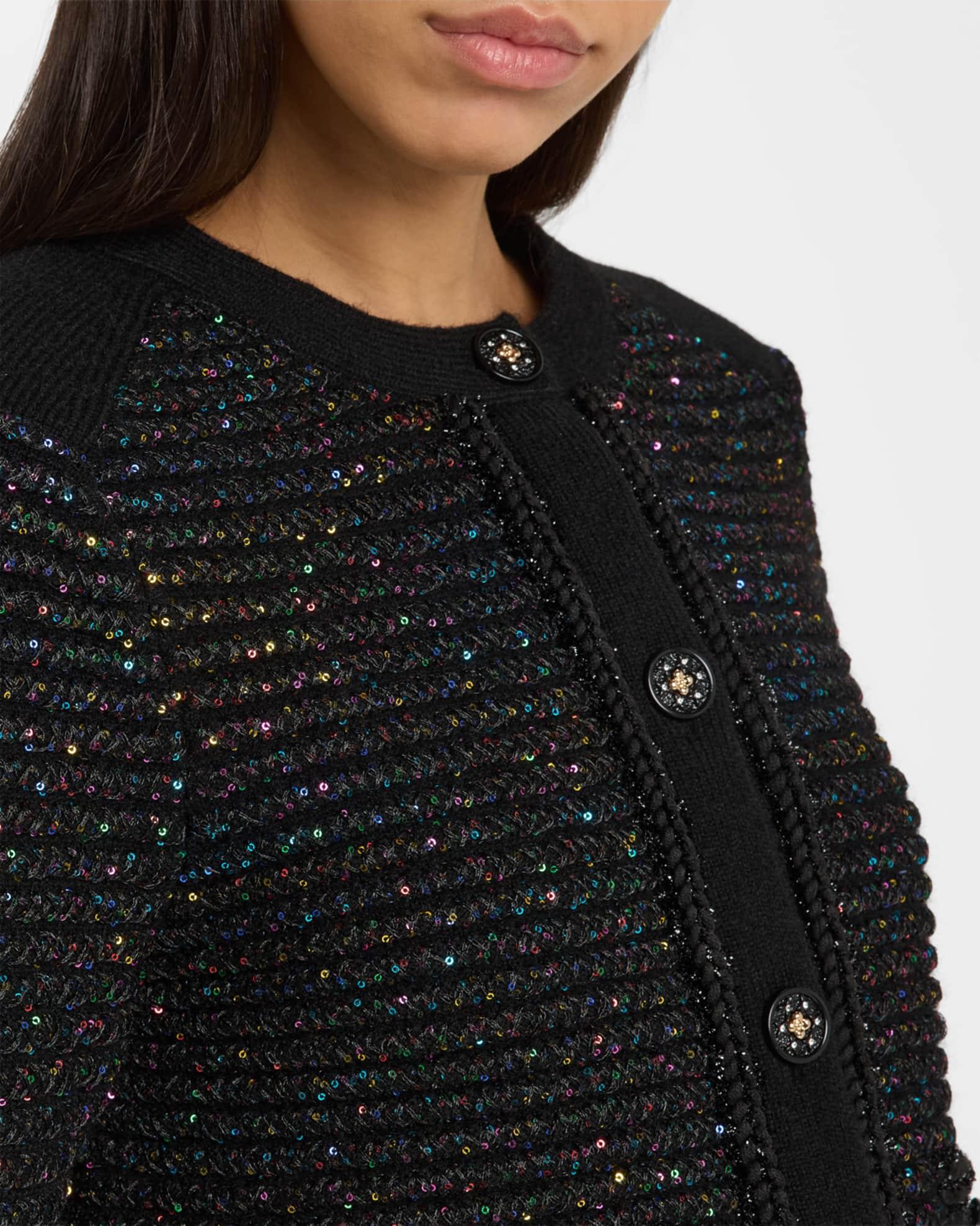 Sequin Textured-Knit Cardigan Jacket Product Image