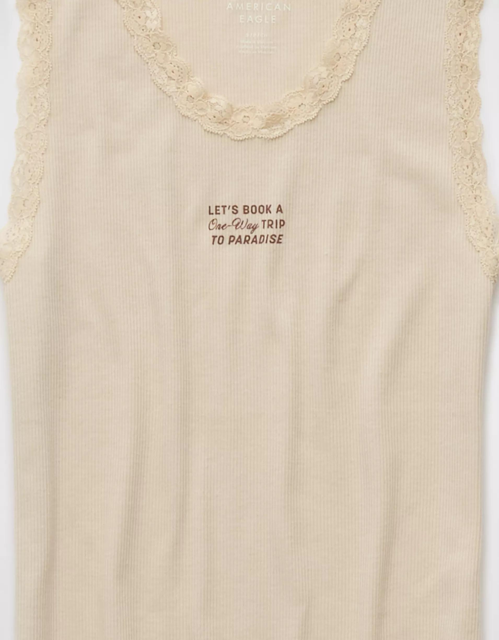 AE Graphic Lace Trim Tank Top Product Image