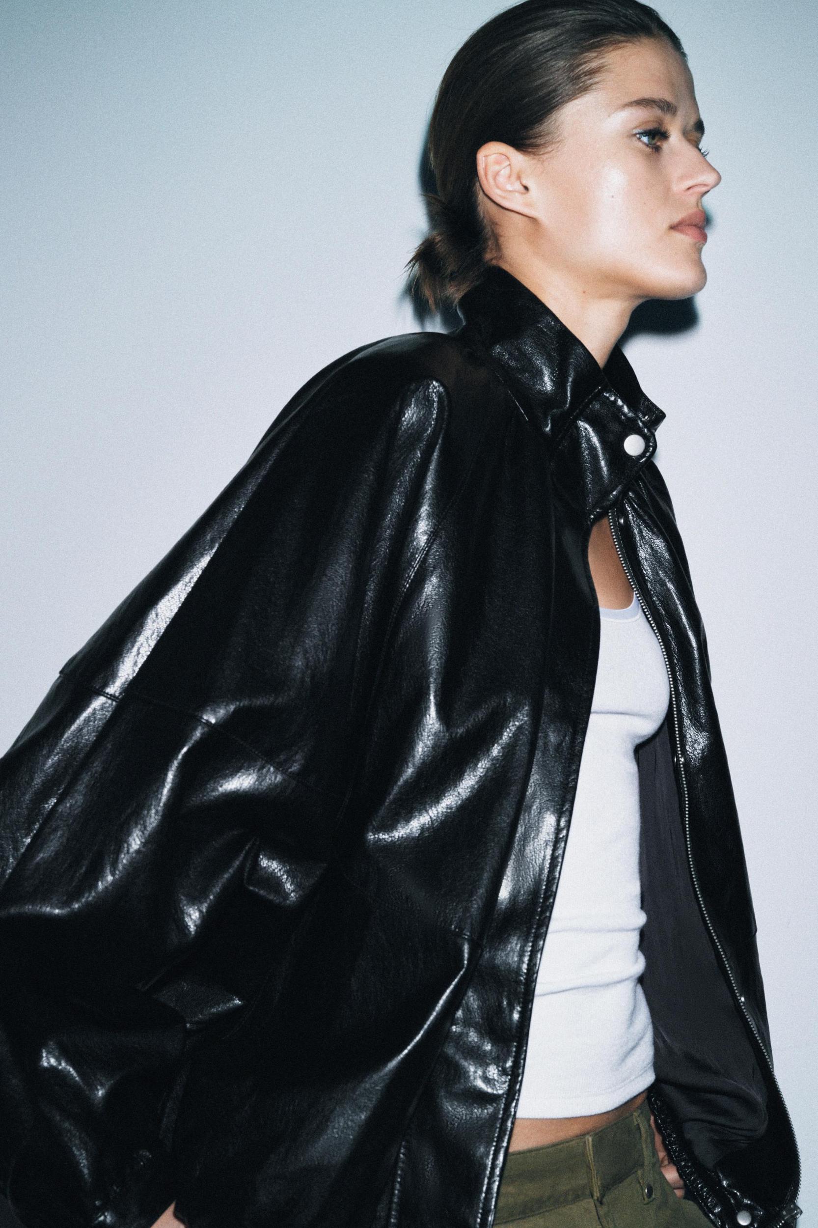 ZW COLLECTION FAUX LEATHER BOMBER JACKET Product Image