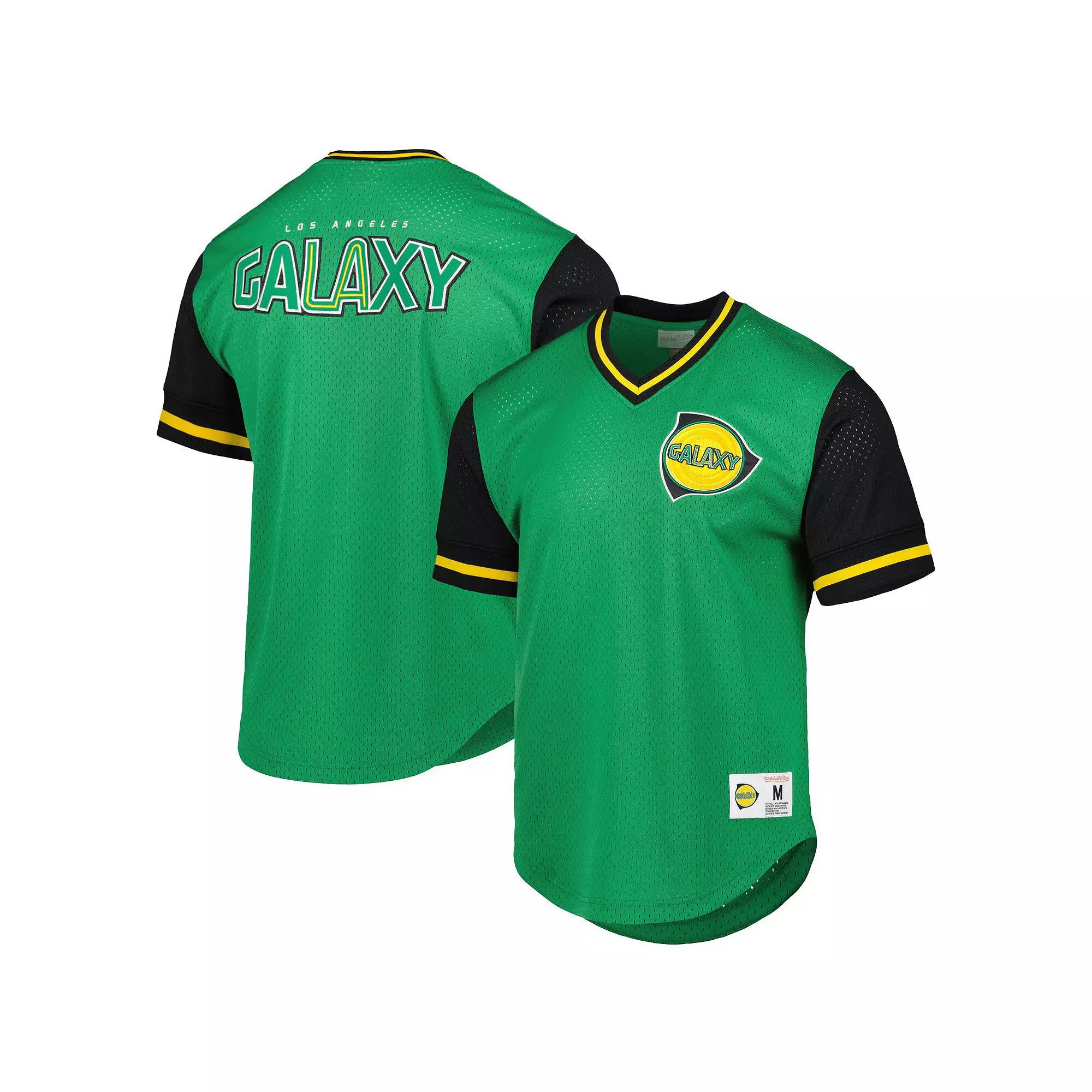 Men's Mitchell & Ness Green LA Galaxy Mesh V-Neck T-Shirt,  Product Image