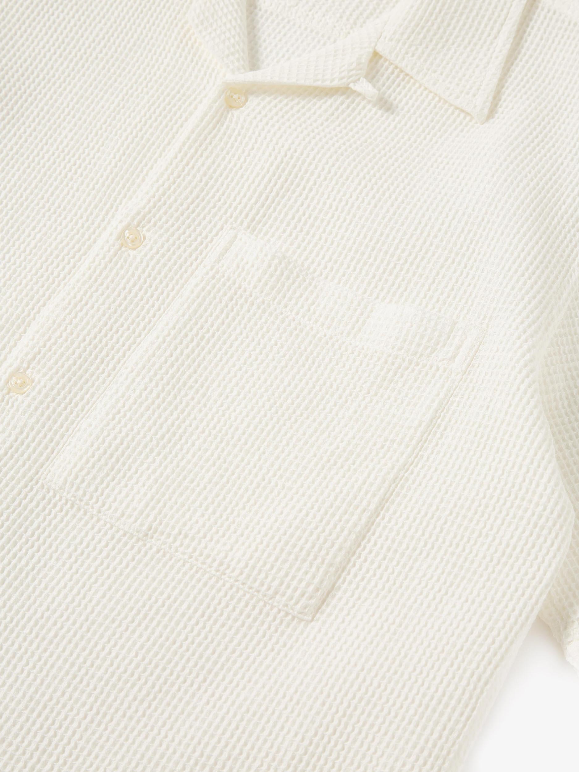 Ecru Japanese Waffle Camp Shirt Product Image