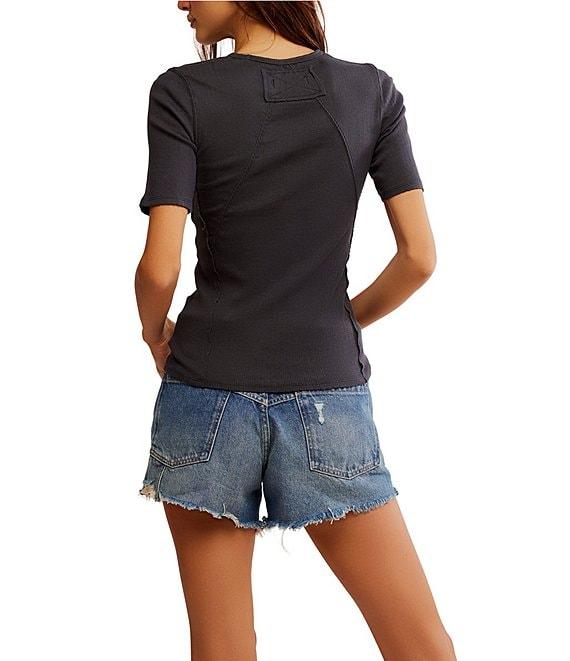 Free People We The Free Picture You Ribbed Pointelle Crew Neck Short Sleeve Tee Product Image