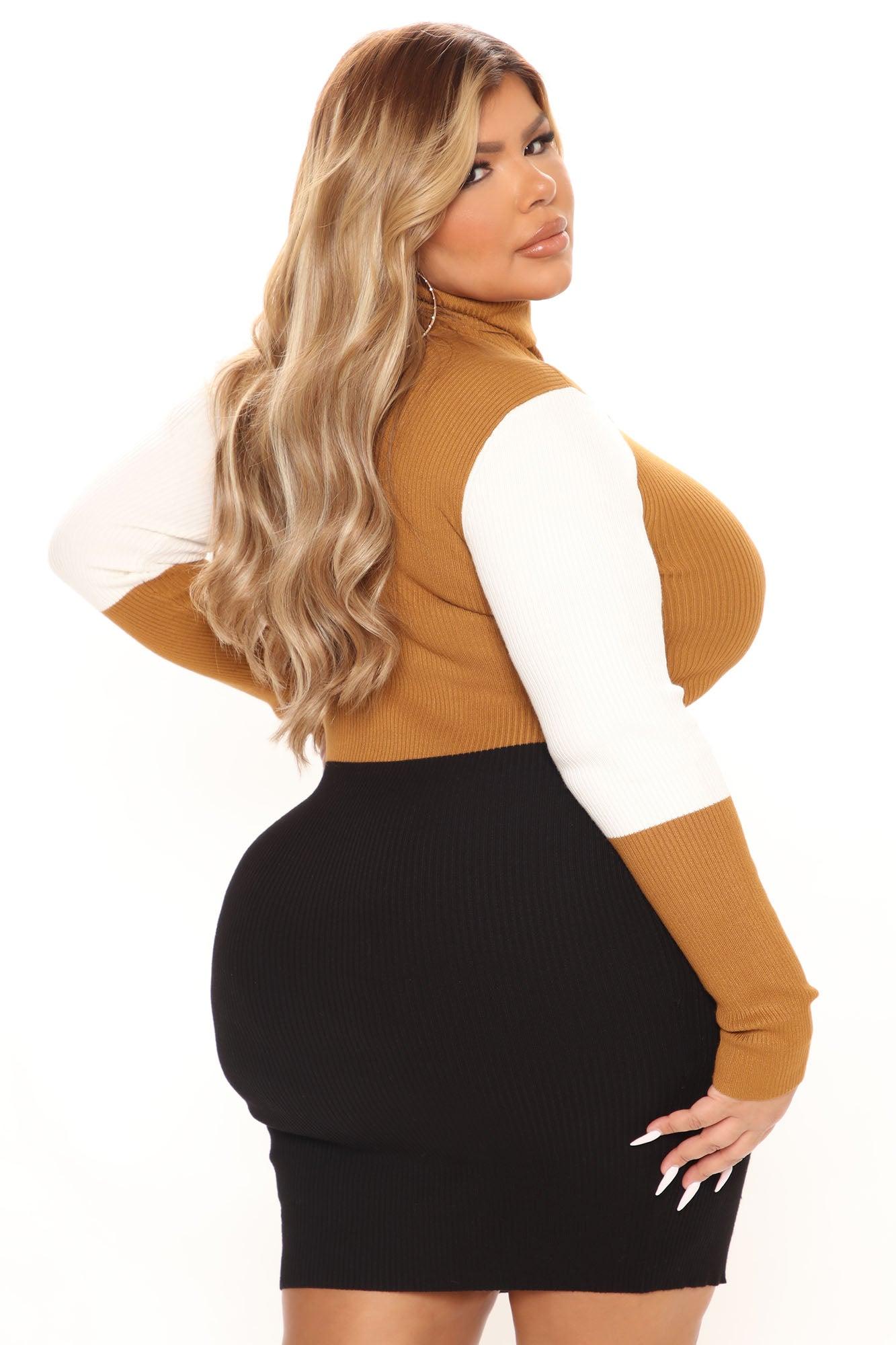 Starting Over Sweater Mini Dress - Black/combo Female Product Image