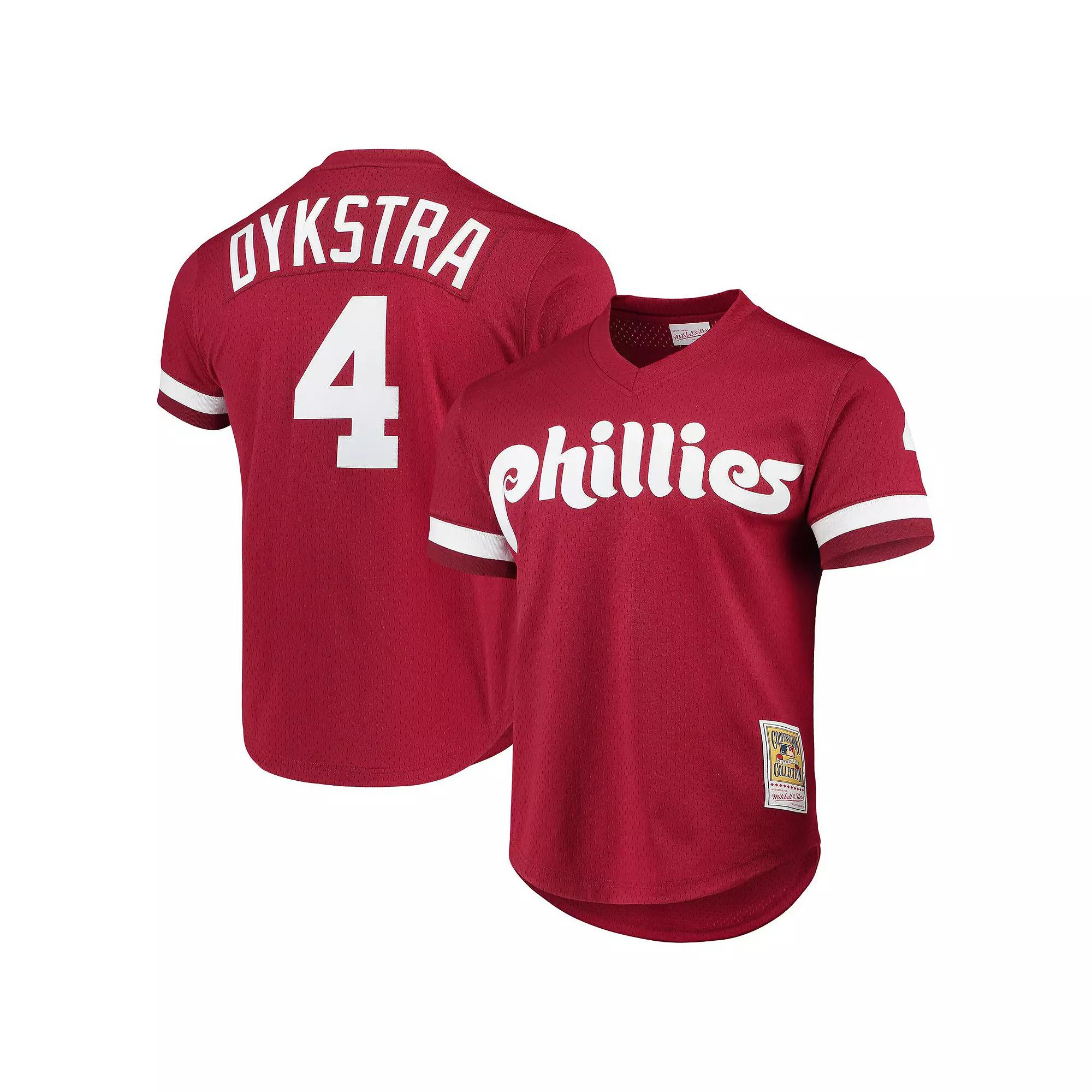 Mitchell & Ness Lenny Dykstra Philadelphia Phillies Cooperstown Collection Mesh Batting Practice Jersey - Scarlet, Men's, Size: Medium, Red Product Image