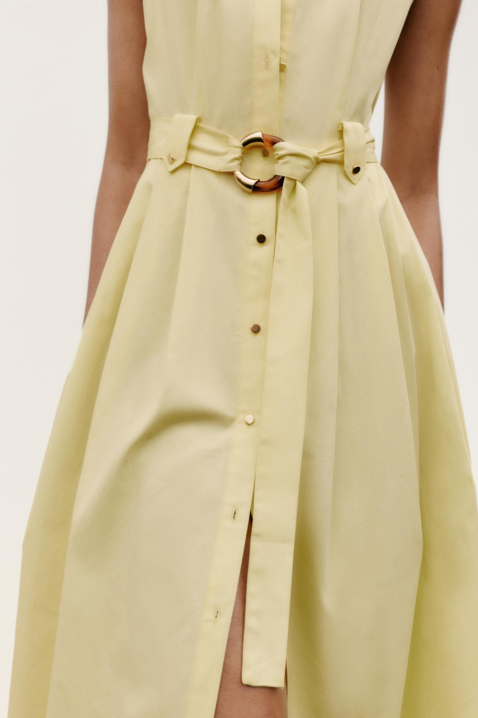 BELTED POPLIN MIDI DRESS Product Image