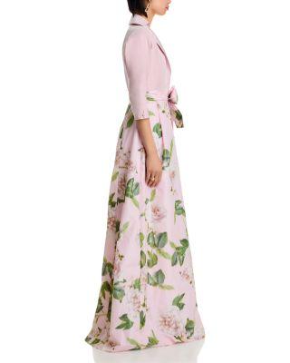Taffeta Floral Print Shirt Dress Gown Product Image