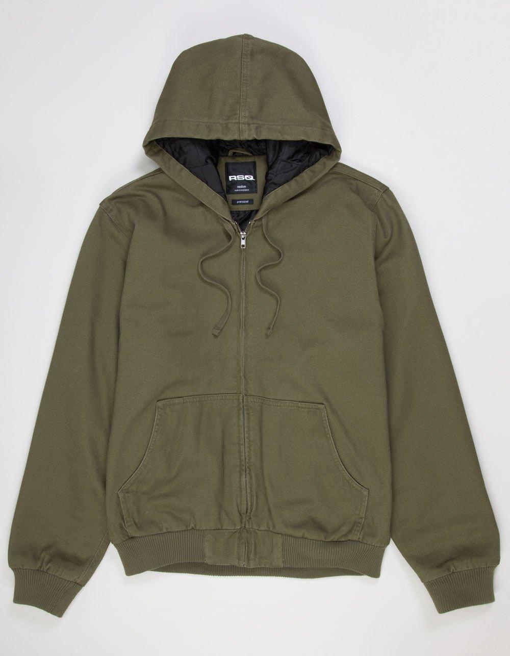 RSQ Mens Oversized Hooded Twill Jacket - OLIVE Product Image