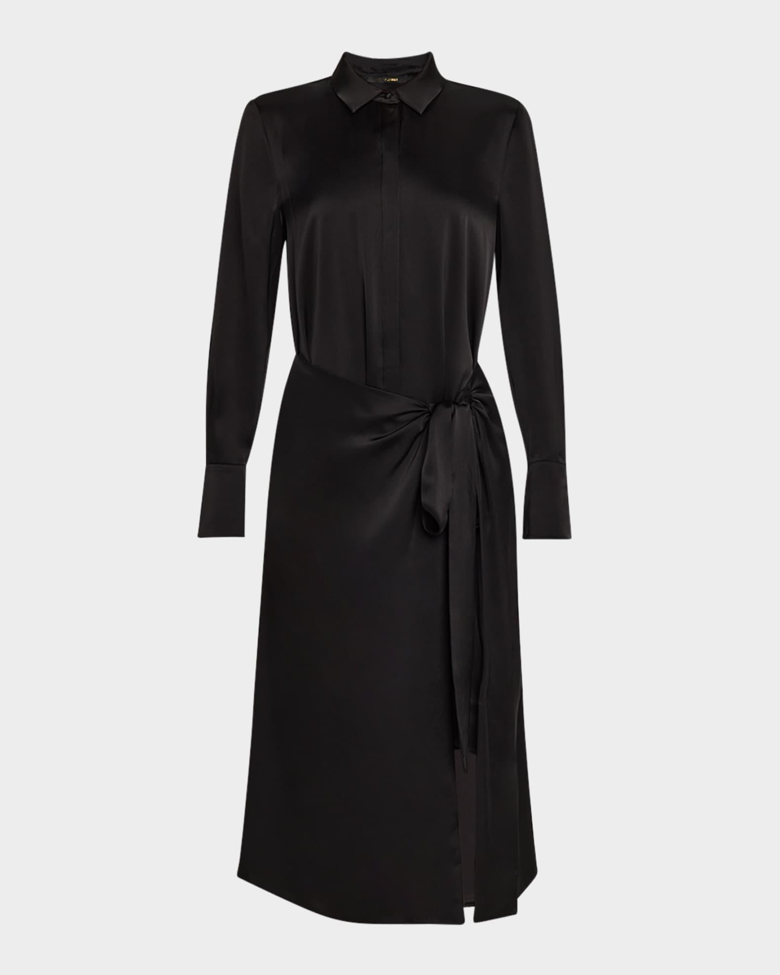 Alara Tie-Waist Sateen Midi Shirtdress Product Image