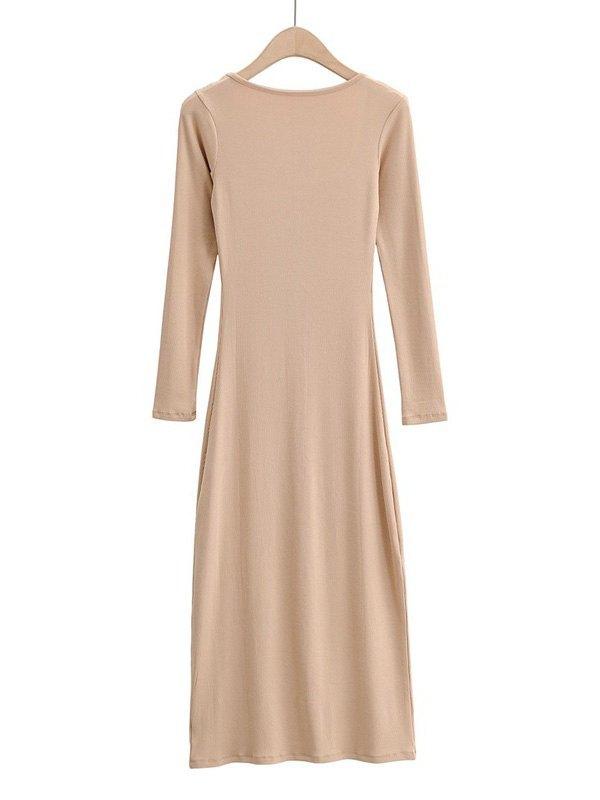 Long Sleeve Ribbed Maxi Dress Product Image
