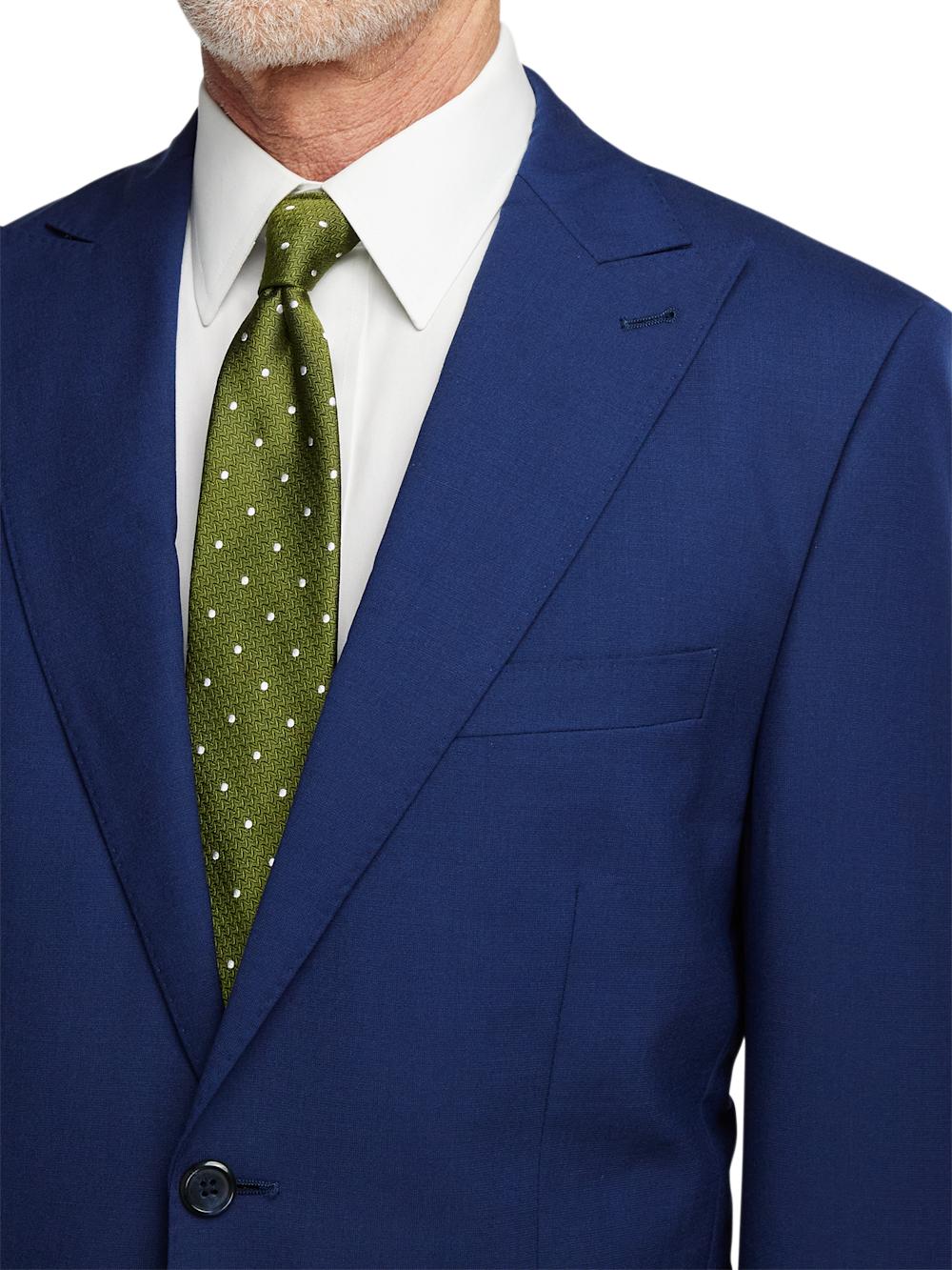 Wool Stretch Bengaline Single Breasted Peak Lapel Suit - Blue Product Image