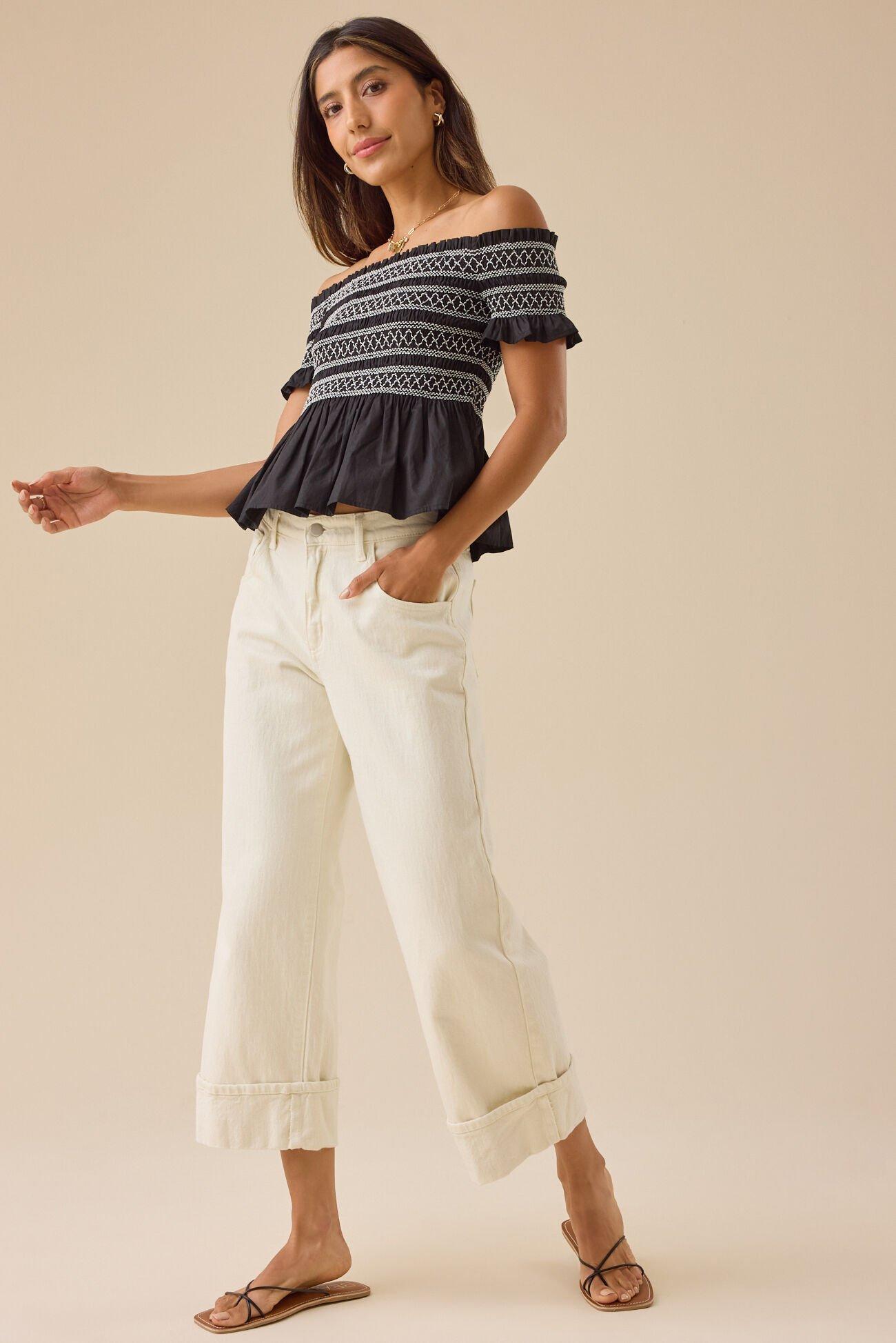 Norma Off-Shoulder Smocked Top Product Image