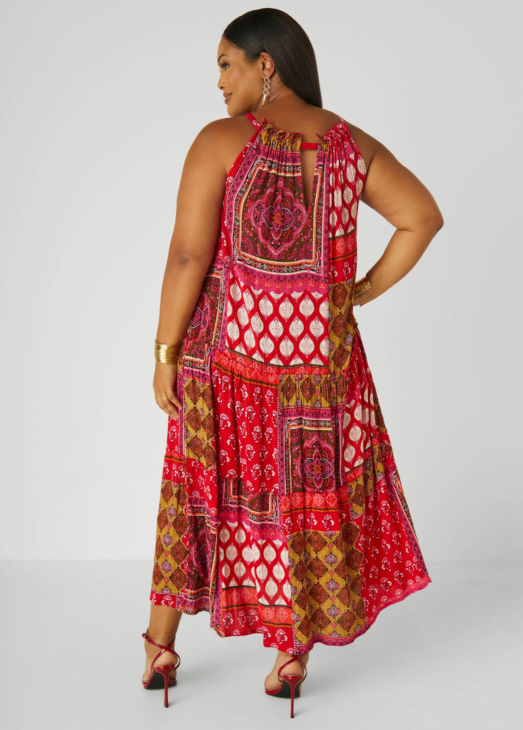 Cutout Scarf Print Maxi Dress Product Image