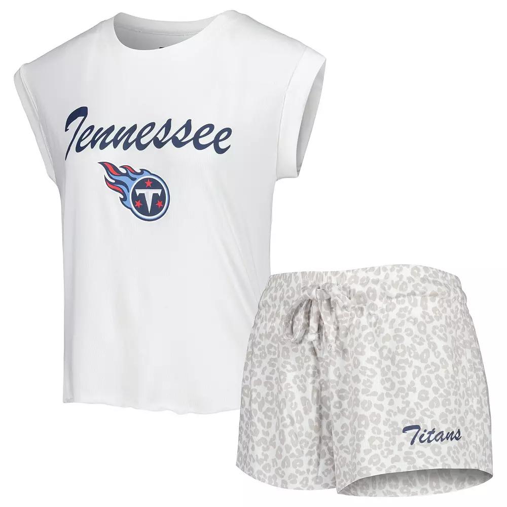 Women's Concepts Sport White/Cream Tennessee Titans Montana Knit T-Shirt & Shorts Sleep Set,  Product Image