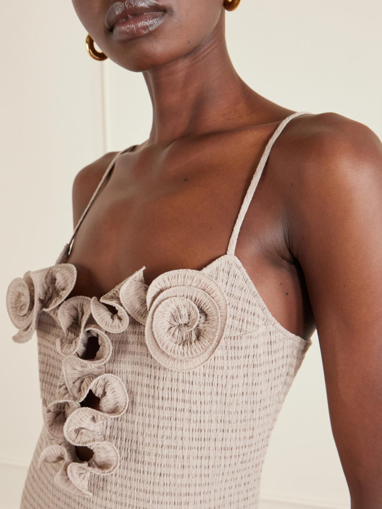 MAGDA BUTRYM Floral-appliquéd Crepe Mini Dress In Neutral Product Image