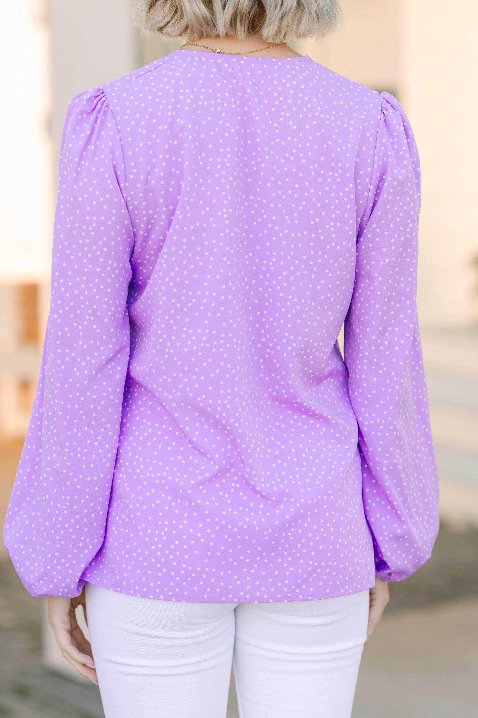Falling For You Lavender Polka Dot Blouse Female Product Image