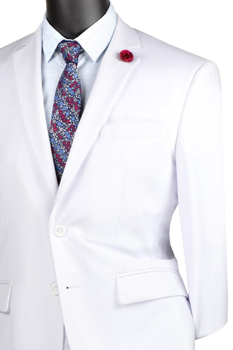 Nola Collection - White Regular Fit 2 Piece Suit With Adjustable Waistband Pants Product Image
