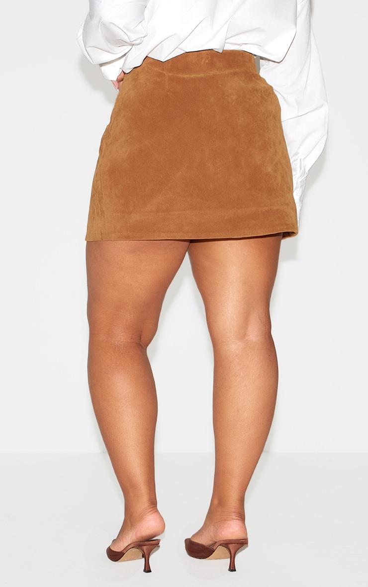 Plus Tan Faux Suede Skirt Product Image