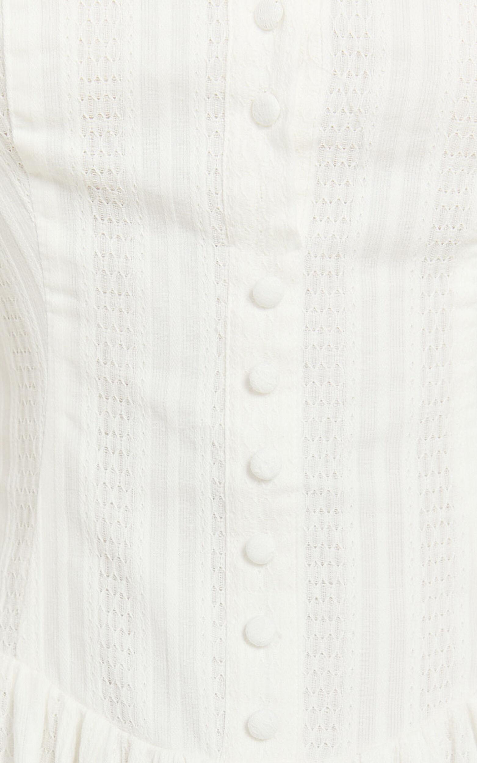 Zhai Mini Dress - High Neck Button Through Dress in Ivory Product Image