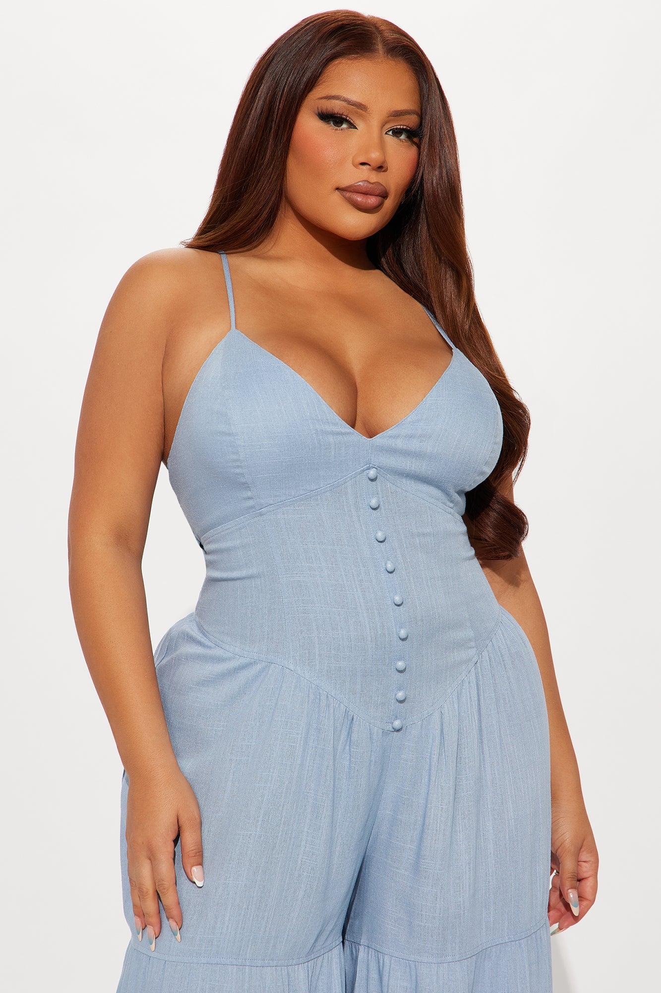 Naveena Linen Jumpsuit - Blue Female Product Image