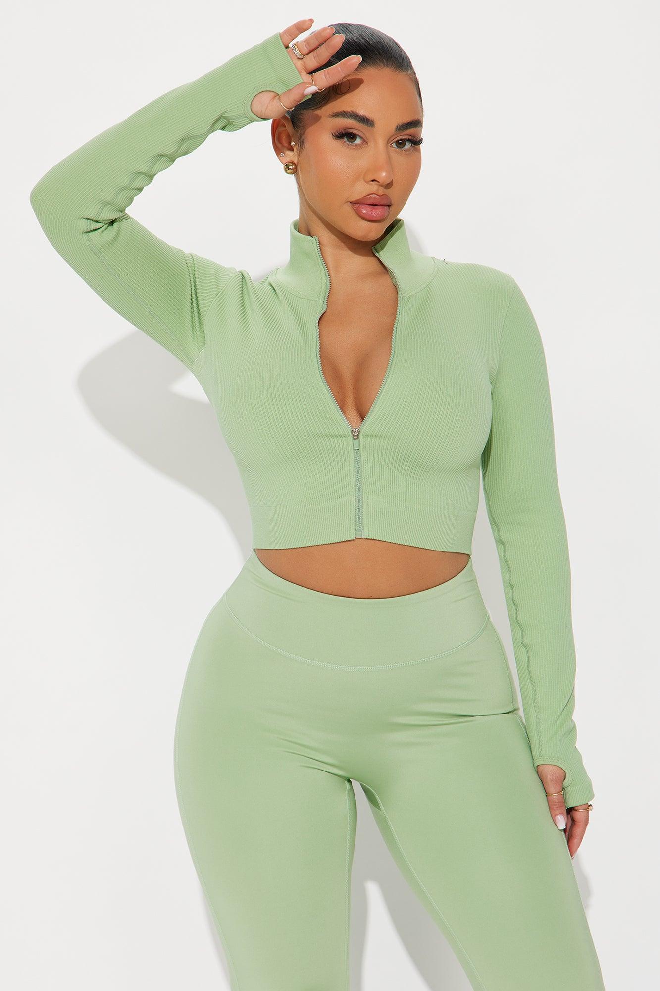 Effortless Ribbed Jacket - Sage Product Image