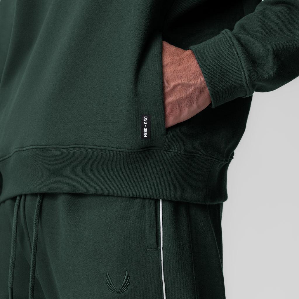 0984. Herringbone Terry Crewneck - Forest Green Product Image