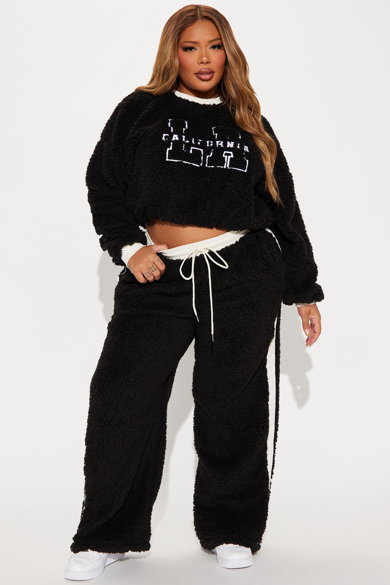 Casual Sunday Sherpa Pant Set - Black/combo Product Image