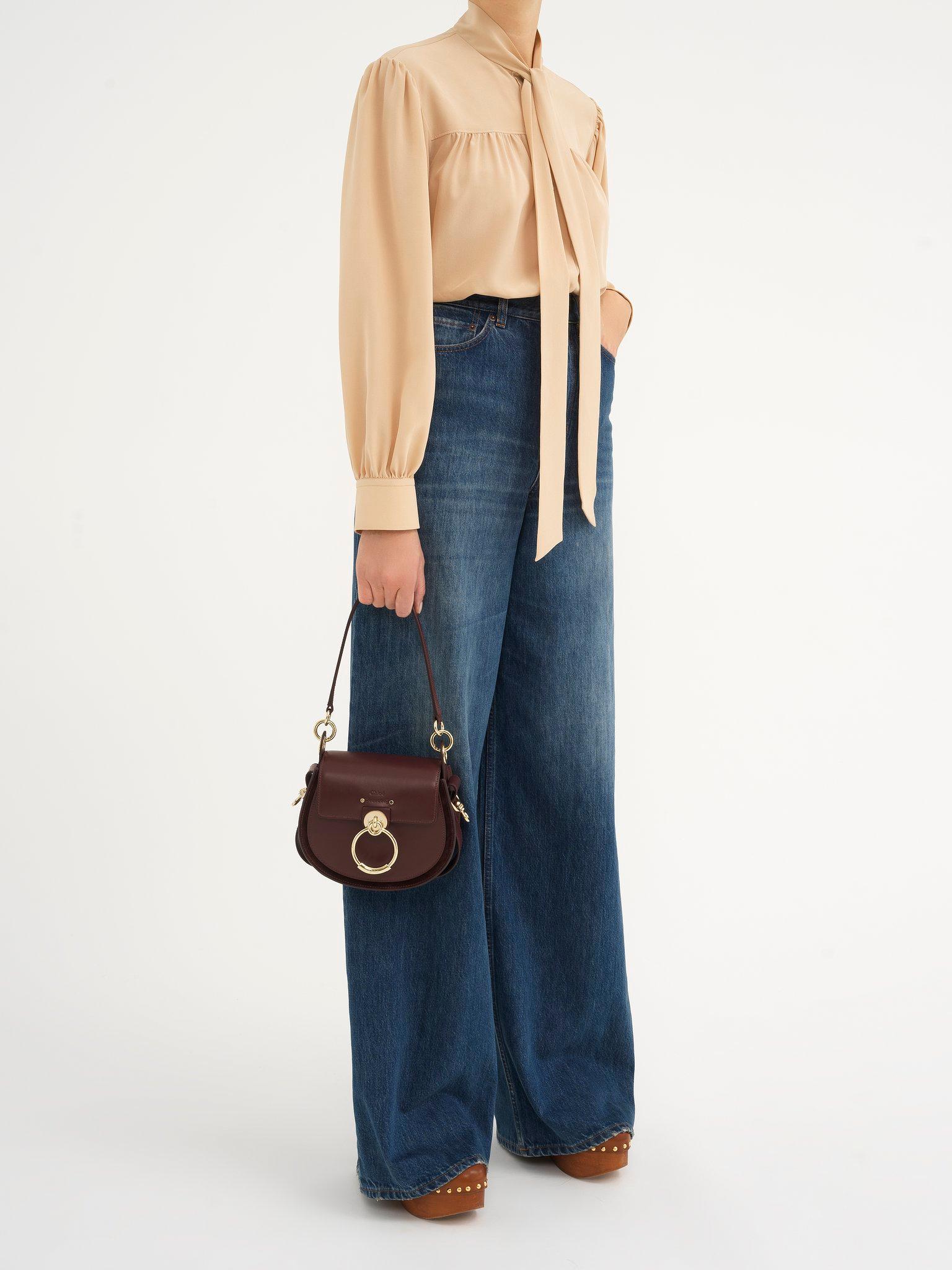 Small Tess bag in shiny & suede leather Product Image