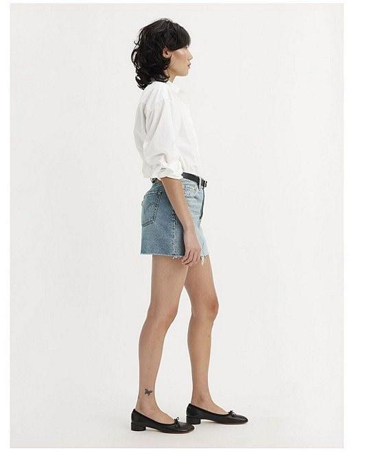 Levi's® Icon Mid Rise Raw Hem Denim Micro Mini Skirt Product Image