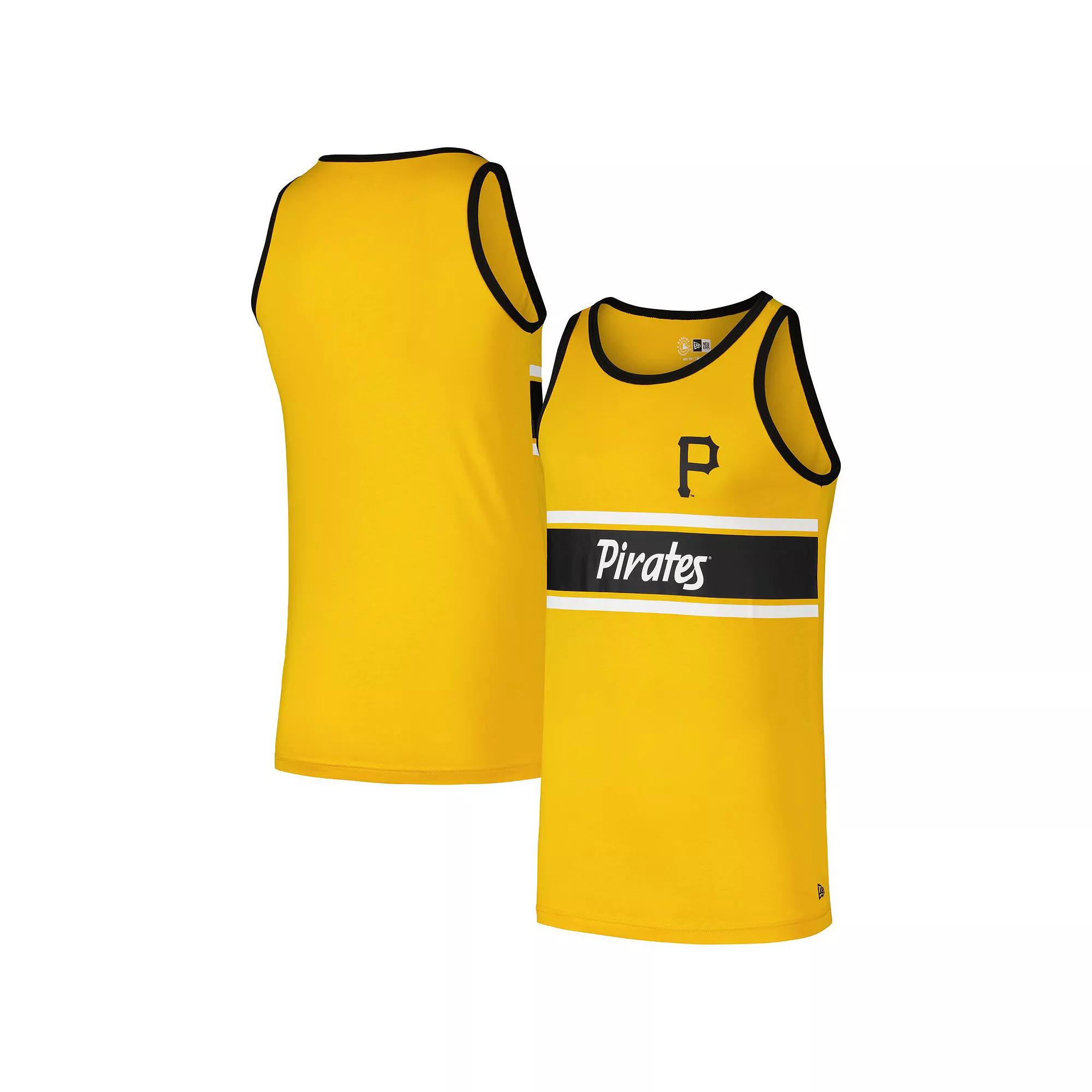Men's New Era Gold Pittsburgh Pirates Jersey Ringer Tank Top, Size: 2XL Product Image