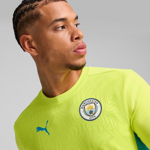 PUMA Manchester City Men's Training Soccer Jersey in Yellow Glow/Magic Blue Product Image