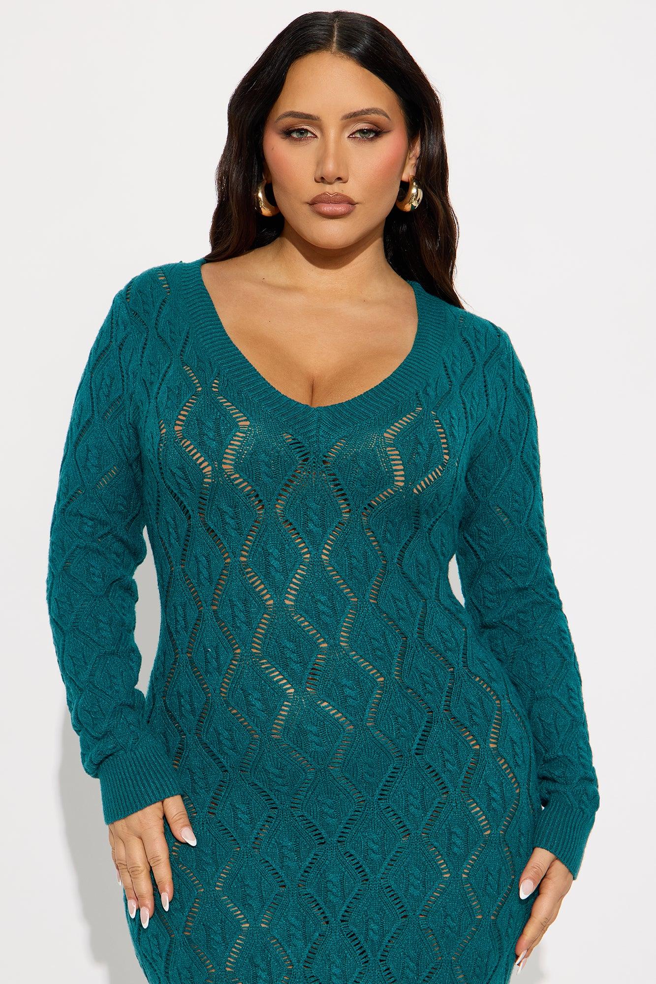 Oriana Sweater Maxi Dress - Teal Female Product Image