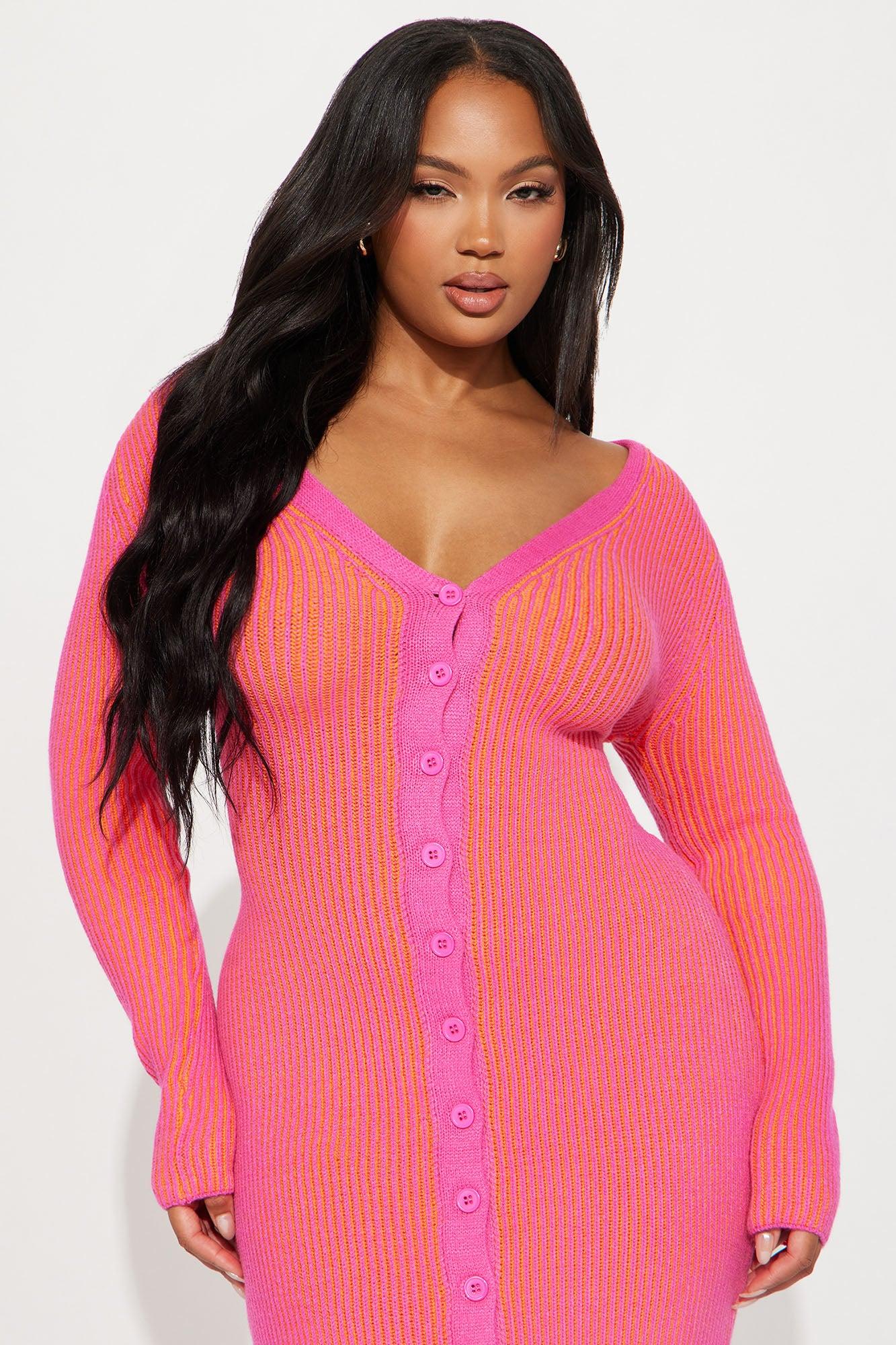 Mariah Sweater Maxi Dress - Pink/combo Female Product Image