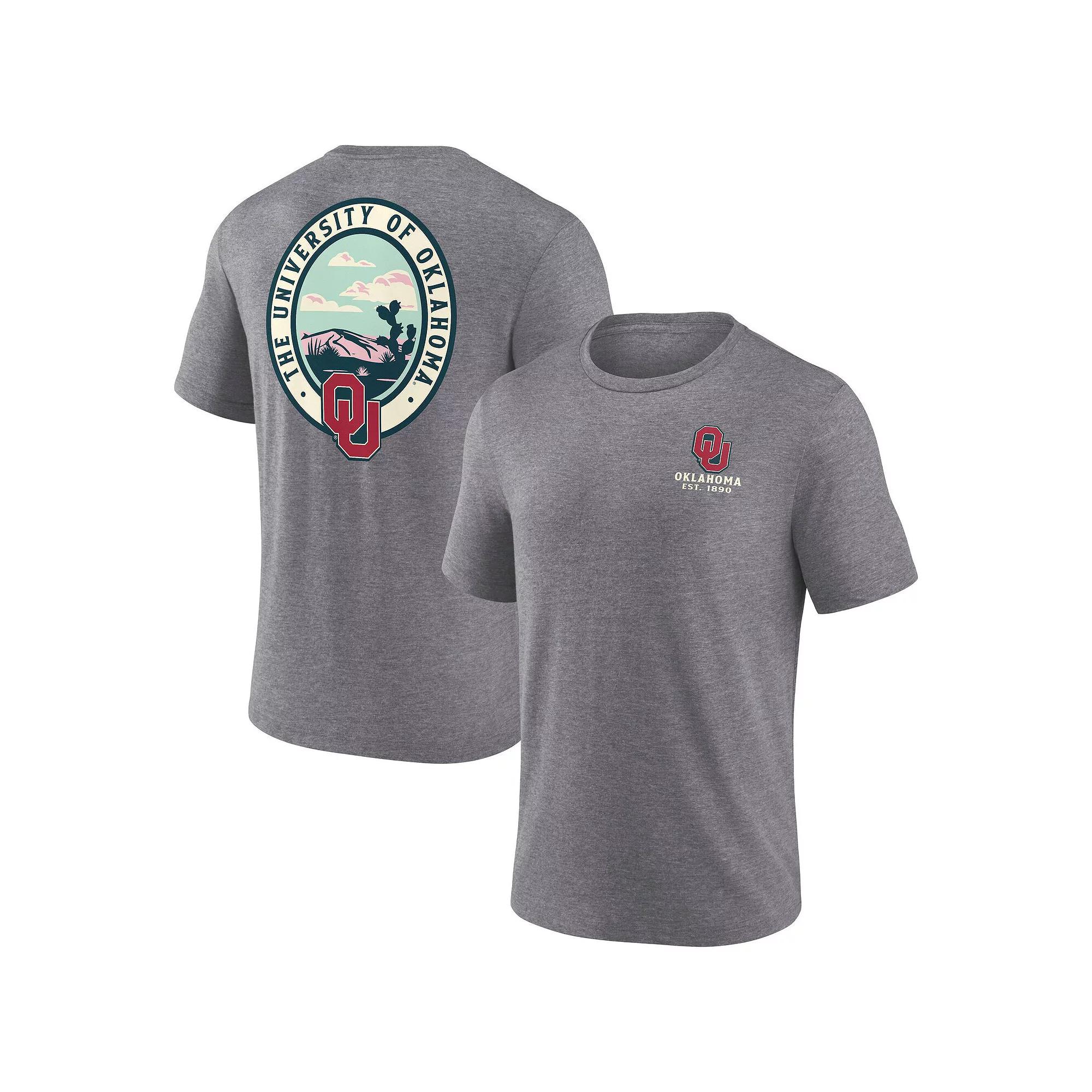 Men's Fanatics  Gray Oklahoma Sooners Heritage Tri-Blend Region Outdoors T-Shirt, Size: Large, Grey Product Image