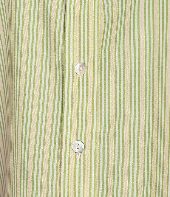 A Loves A Woven Pinstripe Point Collar Button Front Long Sleeve Shirt Product Image